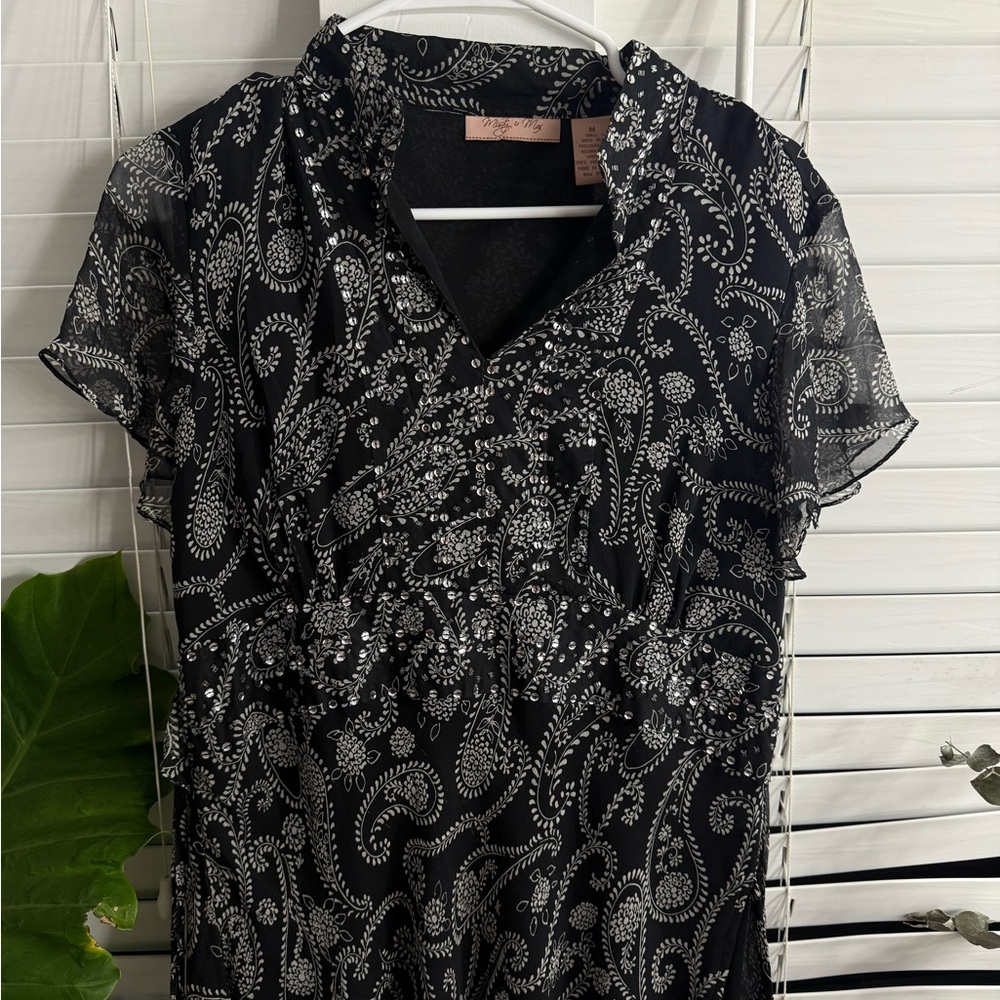 Misty & May Black and White Paisley Dress